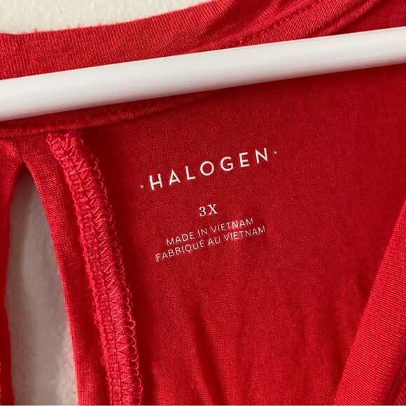 Halogen Sleeveless Split Back Lightweight Tank Coral Red Size 3x - Picture 7 of 8